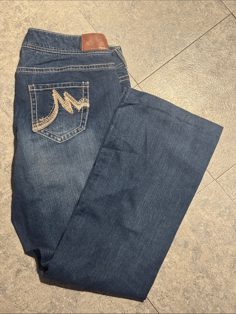 Maurices Dark Blue Boot Cut Jeans with Embroidered Pocket